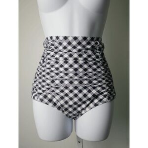 Unique Vintage Black & White Gingham Monroe Bikini BOTTOM L